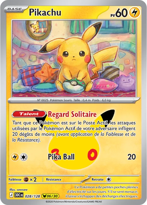 Carte Pokémon Pikachu 06/30, par sowsow