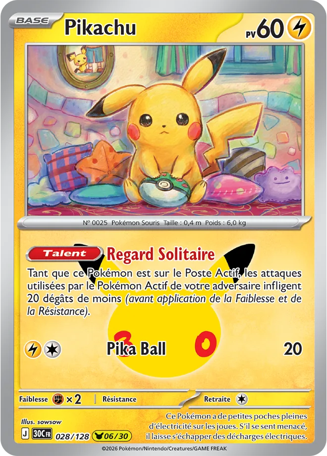 Carte Pokémon Pikachu 06/30, par sowsow