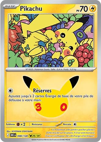 Carte Pokémon Pikachu 26/30, par KIYOTAKA OSHIYAMA