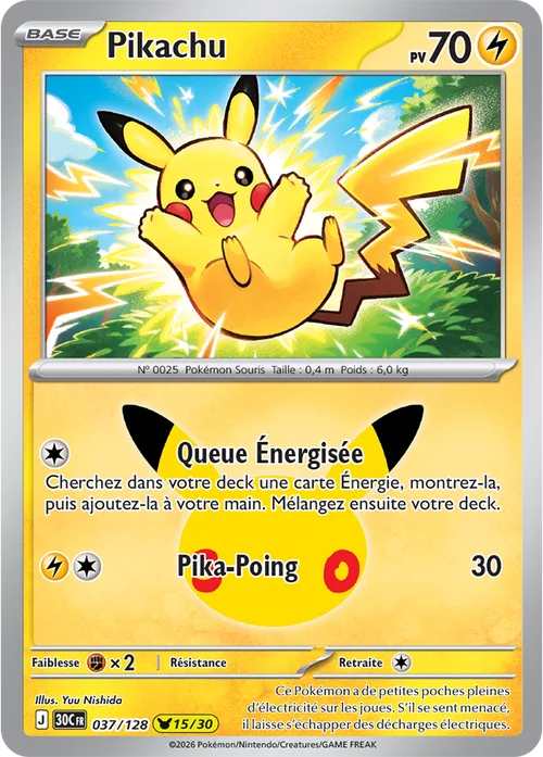 Carte Pokémon Pikachu 15/30, par Yuu Nishida