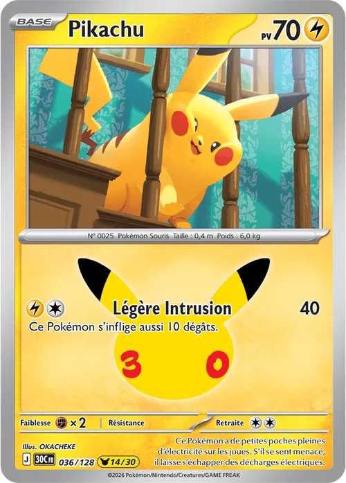 Carte Pokémon Pikachu 14/30, par OKACHEKE