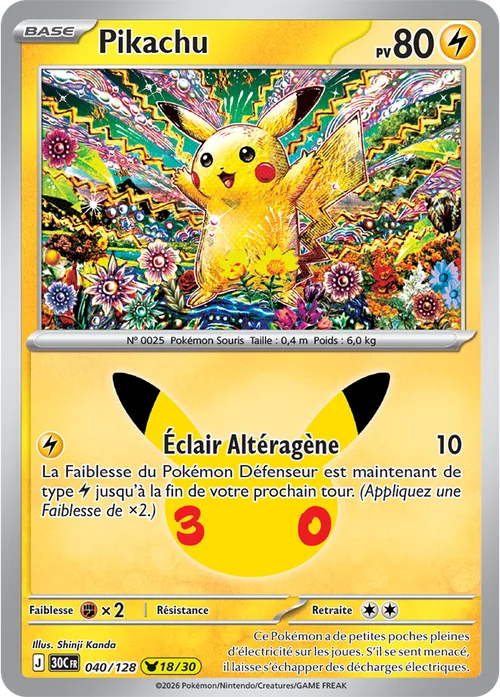 Carte Pokémon Pikachu 18/30, par Shinji Kanda