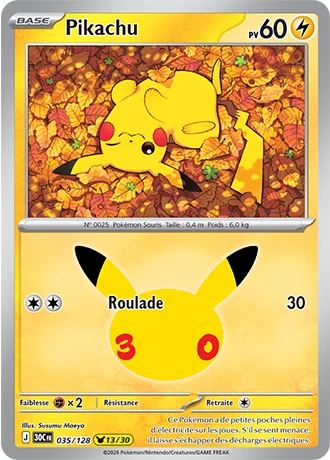 Carte Pokémon Pikachu 13/30, par Susumu Maeya