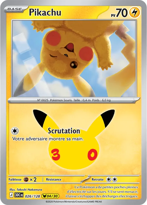 Carte Pokémon Pikachu 04/30, par Takeshi Nakamura