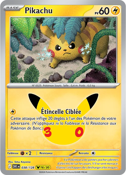 Carte Pokémon Pikachu 16/30, par Tetsu Kayama