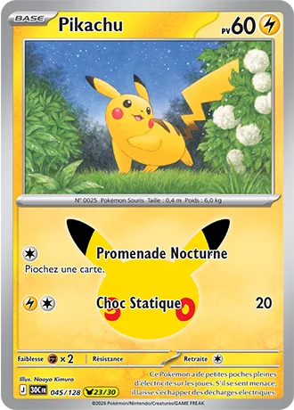 Carte Pokémon Pikachu 23/30, par Naoyo Kimura