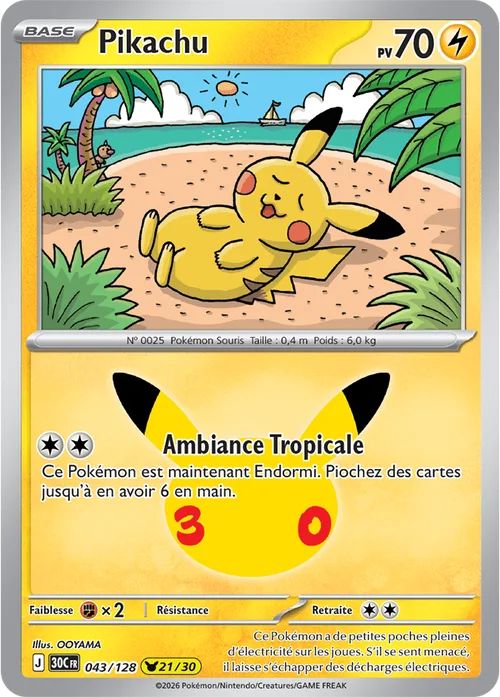 Carte Pokémon Pikachu 21/30, par OOYAMA