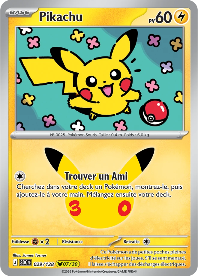 Carte Pokémon Pikachu 07/30, par James Turner
