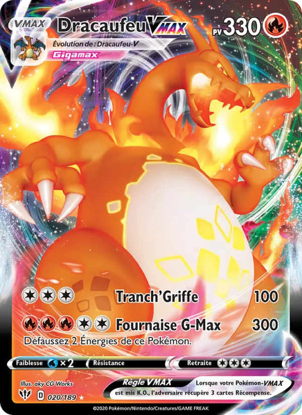 Carte Pokémon Dracaufeu VMAX 020/189