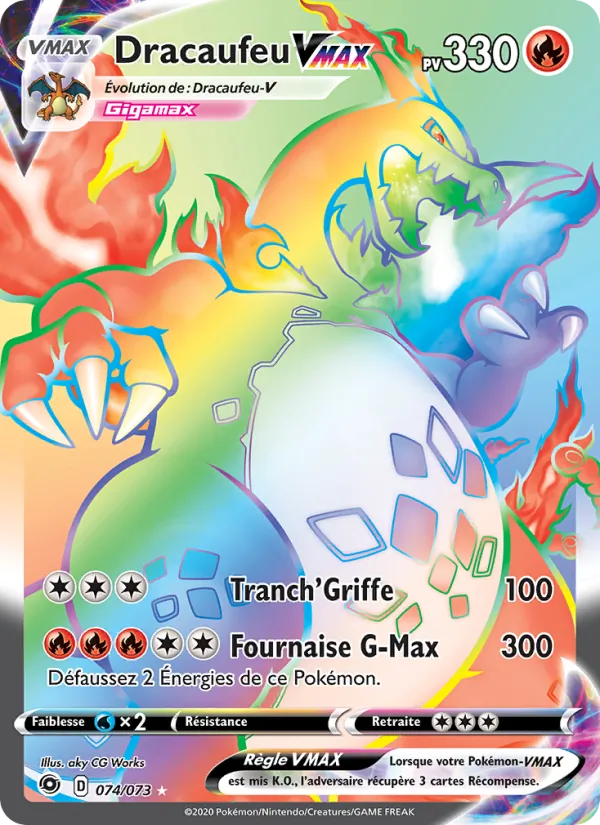 Carte Pokémon Dracaufeu VMAX 074/073