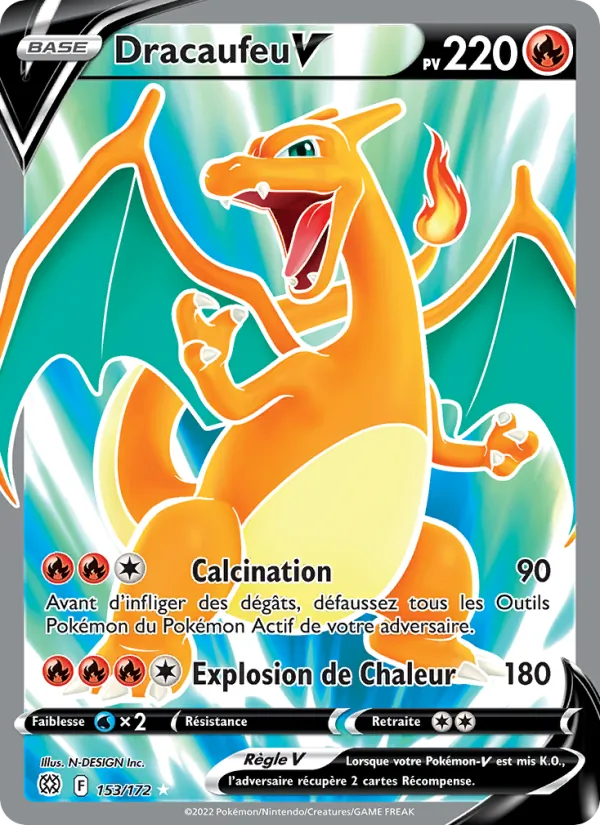 Carte Pokémon Dracaufeu V 153/172